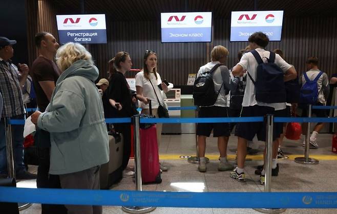 러시아 노드윈드 항공사 수속 창구. EPA연합뉴스