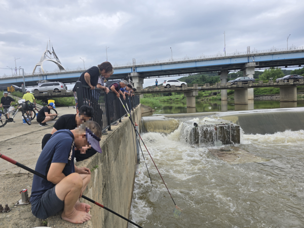 비 온 뒤 게를 낚는 사람들의 모습. /한철수 구지옛생활연구소 소장 제공