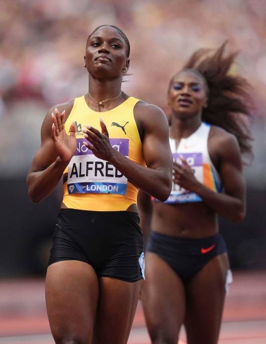 앨프리드, 런던 다이아몬드리그 여자 200m 우승. 사진(런던 AP=연합뉴스)