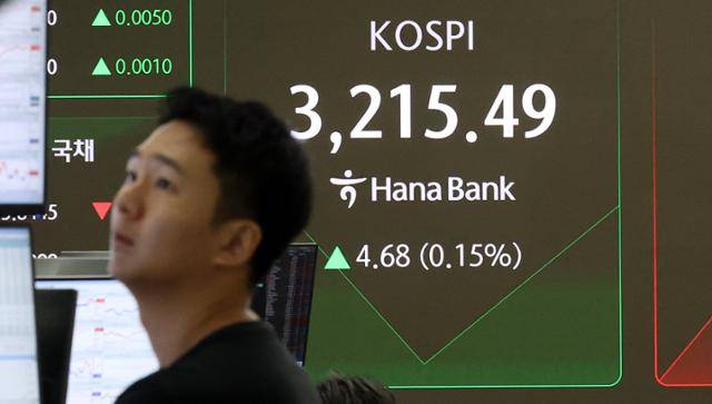 코스피가 장중 연고점을 경신한 22일 오전 서울 중구 하나은행 딜링룸 전광판에 지수가 표시돼 있다. 뉴시스