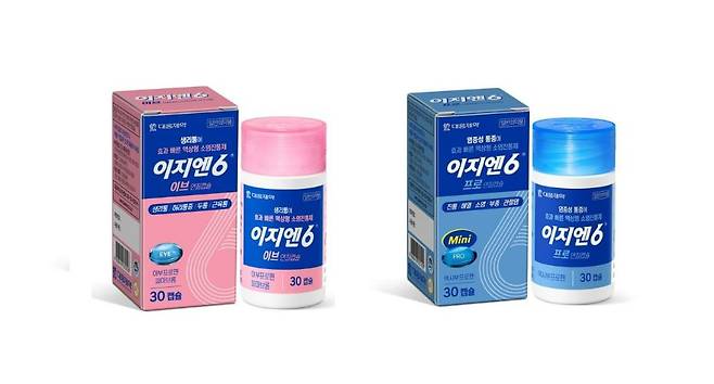알피바이오 병포장 적용된 일부 제품 (왼쪽부터)대웅제약 이지엔 6 이브, 이지엔 6 프로