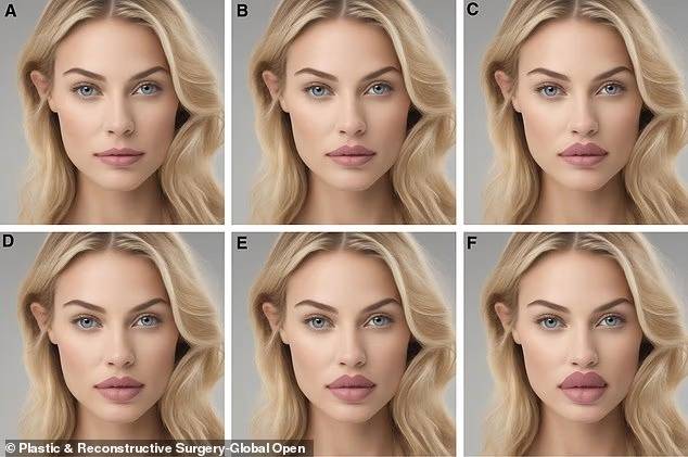 과학자들이 가장 이상적인 윗입술:아랫입술(U/L) 비율로 꼽은 것은 B번 이미지. 비율은 0.618:1에서 1:1 사이였다. 출처=성형 및 재건 수술 – 글로벌 오픈