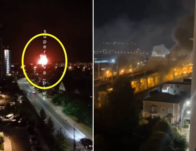 러시아 현지시간으로 23일 우크라이나 드론이 러시아 크라스노다르 지방을 공격해 소치에 있는 석유 저장고와 교량에서 대형 화재가 발생했다. 엑스 캡처