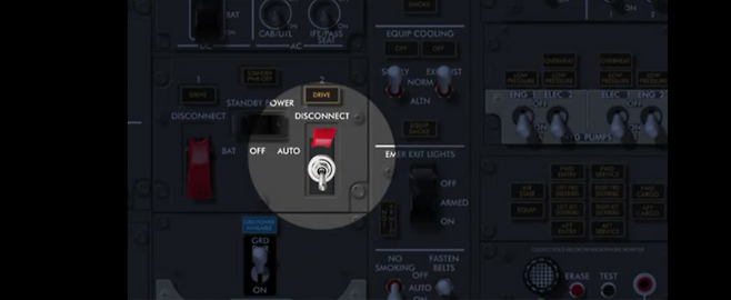 사고기 우측 엔진전력장치(IDG) 스위치 상태 재현한 그래픽