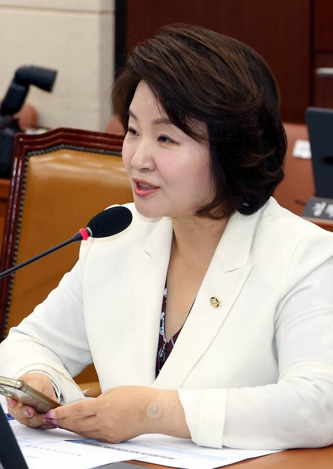 이수진 국회 보건복지위원회 더불어민주당 간사가 지난 1일 서울 여의도 국회 보건복지위원회 전체회의에서 인사말을 하고 있다. 2025.07.01. 뉴시스