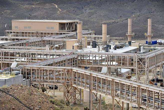 미국 캘리포니아주 마운틴패스(Mountain Pass) 광산에 위치한 희토류 정제 시설의 모습. 로이터연합뉴스