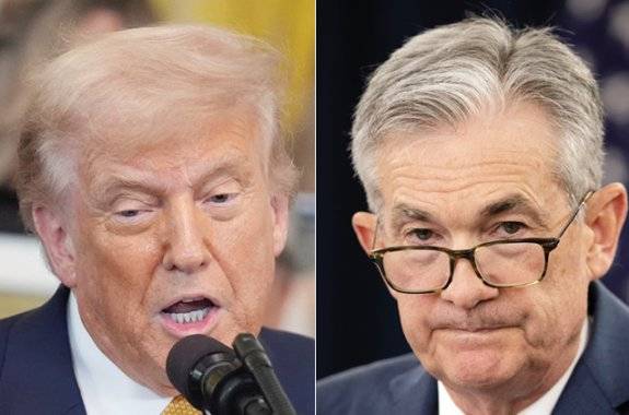 최근 도널드 트럼프 미국 대통령(왼쪽)이 제롬 파월 미 연방준비제도이사회 의장의 사퇴를 공개적으로 촉구하고 있다. 뉴시스