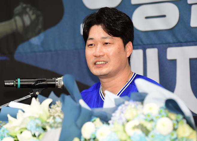 7일 오후 인천 송도 오라카이호텔에서 삼성 라이온즈 오승환 은퇴 기자회견이 열렸다. 은퇴 소감을 말하고 있는 오승환./송정헌 스포츠조선 기자