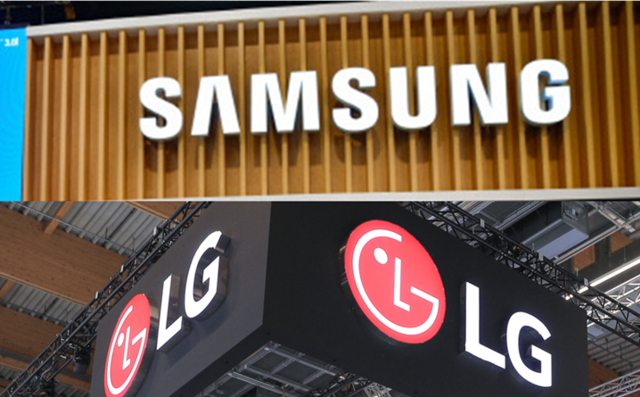 삼성전자(위)와 LG전자 현판. 각 사 제공.