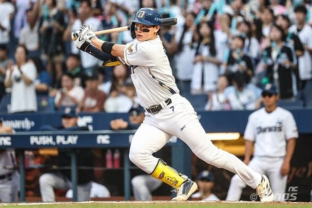 7일 창원 키움전에서 쾌조의 타격감을 과시한 김주원. 사진=NC 제공