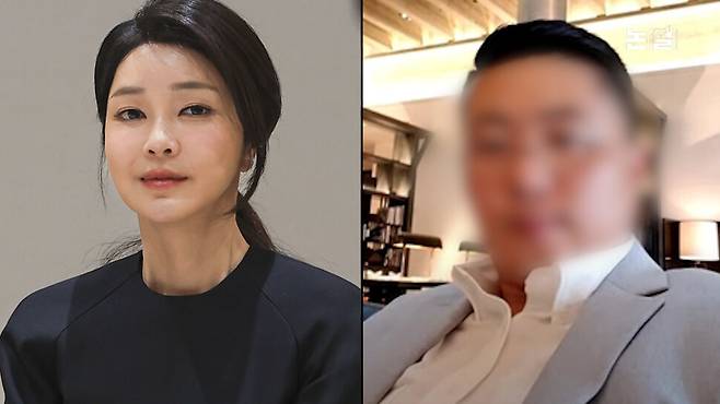 김건희 여사와 김 여사의 ‘집사’로 알려진 김아무개씨. 한겨레티브이(TV)