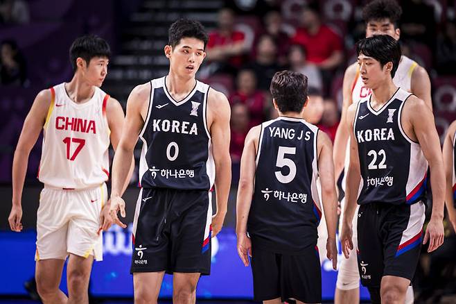2025 국제농구연맹(FIBA) 아시아컵 8강에서 중국과 맞붙은 한국 남자 농구대표팀. 2025.08.14. (사진=FIBA 홈페이지 캡처) *재판매 및 DB 금지