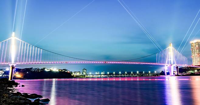 남한강 출렁다리 밤풍경