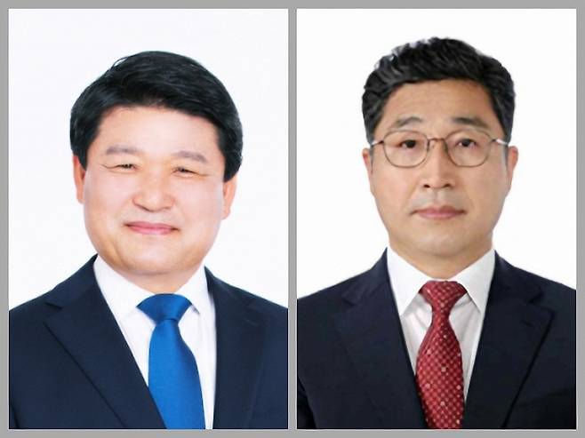 (왼쪽부터) 국립목포해양대학교 제9대 총장임용후보자 1순위 최부홍 교수, 2순위 양원재 교수.