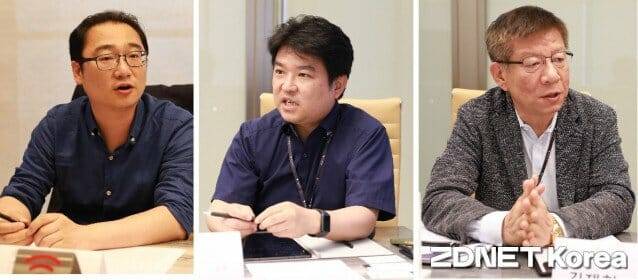 최태영 이화여자대학교 물리학과 교수와 정상곤 아이티센 기술연구소장, 김재현 큐노바 부사장.(왼쪽부터)