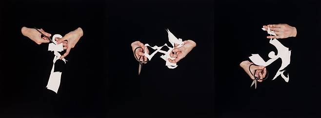 이진주 작가의 <5> 연작. 왼쪽부터 5-얇은, 5-결, 5-남은. 아라리오 갤러리 제공