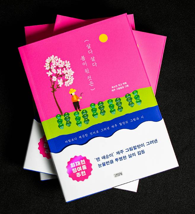 제주 섬에서 평생 밭을 일구고 바닷속을 헤엄쳐온 평균 연령 87세인 9명의 그림할망들 이야기, 신간 《살다 살다 봄이 된 것은》이다. 할망들의 그림 선생인 최소연 예술감독이 엮었고, 김영사가 펴냈다. 값 1만 6800원. / 이미지 = 김영사 ⓒ제주의소리