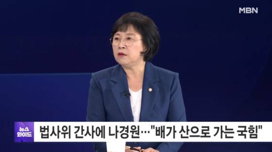 김현 더불어민주당 의원이 나경원 국민의힘 의원의 법제사법위원회 야당 간사 선임에 대해 ″배가 산으로 간다″고 비판했다. MBN 뉴스와이드 캡처