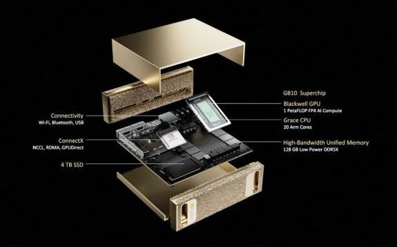 엔비디아의 인공지능(AI) 개인용 컴퓨터(PC) ‘DGX 스파크’ 내부 구조. 엔비디아 제공