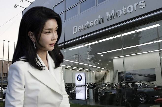 김건희 여사와 도이치모터스 매장. 연합뉴스