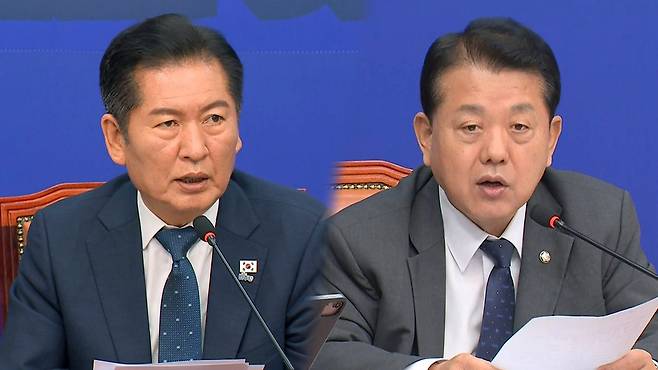발언하는 더불어민주당 정청래 대표와 김병주 최고위원