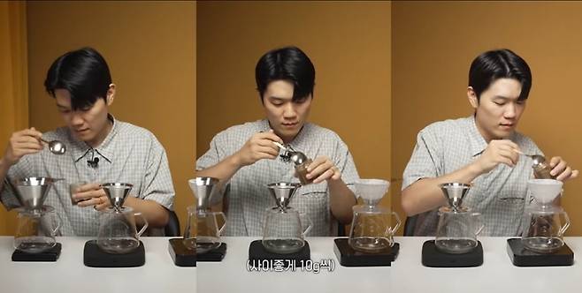 한 유튜버의 커피 드리퍼 블라인드 테스트에서 다이소가 1위를 차지했다. (사진=유튜브 채널 '안스타' 캡처)
