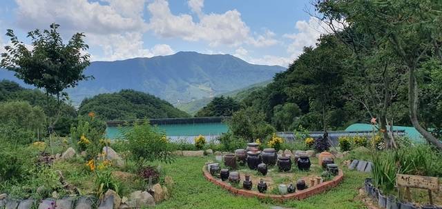 ▲ 4일 오전 포항토종씨앗도서관 앞에서 보이는 영천 기룡산 모습. 황영우 기자