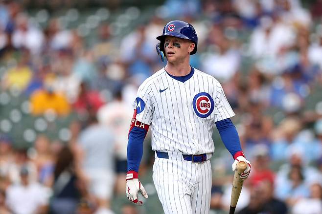 <yonhap photo-1834=""> CHICAGO, ILLINOIS - AUGUST 18: Pete Crow-Armstrong #4 of the Chicago Cubs reacts after a strike out against the Milwaukee Brewers during the ninth inning in game one of a doubleheader at Wrigley Field on August 18, 2025 in Chicago, Illinois. Luke Hales/Getty Images/AFP (Photo by Luke Hales / GETTY IMAGES NORTH AMERICA / Getty Images via AFP)/2025-08-19 06:50:34/ <저작권자 ⓒ 1980-2025 ㈜연합뉴스. 무단 전재 재배포 금지, AI 학습 및 활용 금지></yonhap>