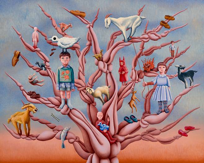 연여인, Hang on tight, With all your Might! (Branch), 캔버스에 유채, 162.2 × 130.3 cm, 2025