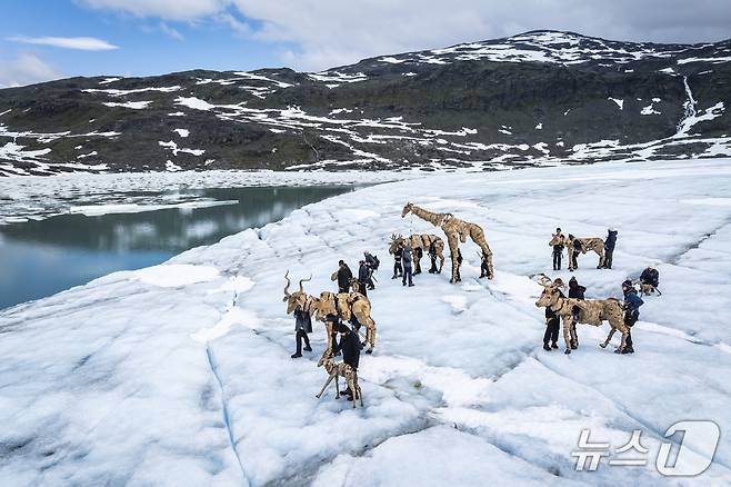 기후위기를 경고하는 '무리'(THE HERDS) 팀의 극지방 도착 모습 ⓒ 뉴스1
