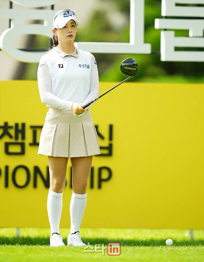 박결이 1번홀에서 티샷을 준비하고 있다. (사진=이데일리 골프in 조원범 기자)