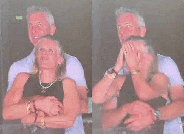 콜드플레이 콘서트 도중 장내 전광판에 찍힌 앤디 바이런과 크리스틴 캐벗의 모습. /틱톡