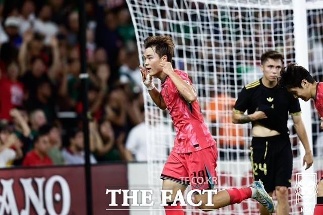 후반 30분 2-1 역전골을 터뜨린 '신흥 스트라이커' 오현규./내슈빌=KFA