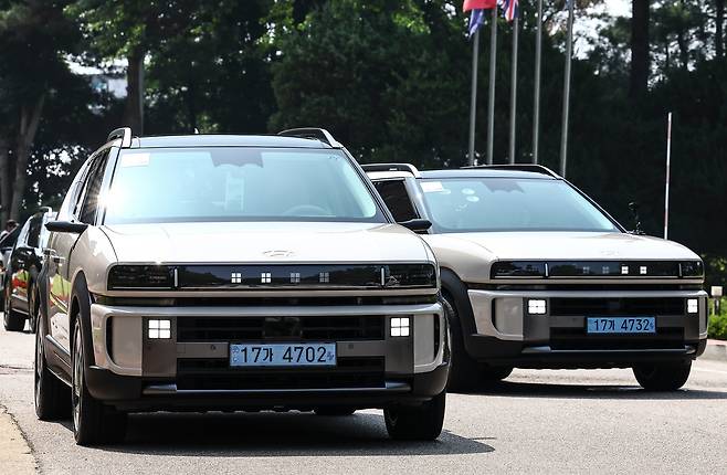 지난 6월 서울 강서구 메이필드호텔에서 열린 현대차 '디 올 뉴 넥쏘' 미디어 시승회에서 차량들이 줄지어 이동하고 있다. /뉴시스