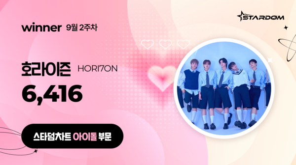 ▲ 호라이즌이 9월 2주차 '스타덤 차트' 아이돌 부문에서 1위를 차지한 투표 결과 이미지. 제공|스타덤