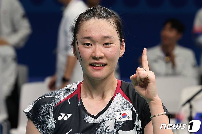 랭킹 2위 왕즈이를 꺾은 김가은.ⓒ News1 신웅수 기자