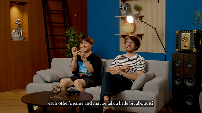 왼쪽부터 네오위즈 라운드8스튜디오 최지원 디렉터, 샌드폴 인터랙티브 기욤 브로슈 디렉터(출처='P의 거짓' 유튜브).