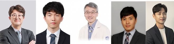 (왼쪽부터) 김철홍 포스텍 교수, 안준호 통합과정생, 임동준·이재경 서울성모병원 교수, 박별리 성균관대 교수. 포스텍 제공.