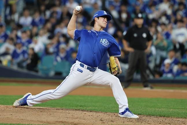 승리 투수가 된 이호성. /사진=삼성 라이온즈