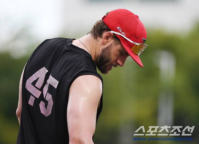 16일 광주 기아 챔피언스필드. 위즈덤이 타격 훈련을 하고 있다. 광주=정재근 기자 cjg@sportschosun.com/2025.9.16/