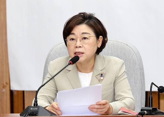 김정재 국민의힘 정책위의장이 지난달 1일 오전 서울 여의도 국회에서 열린 원내대책회의에서 발언하고 있다. 사진=뉴시스