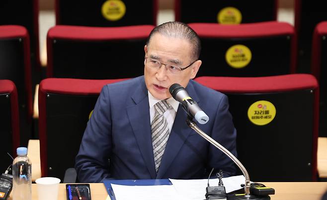 위성락 국가안보실장이 지난 19일 서울 용산 대통령실 청사에서 열린 대통령 UN총회 순방일정 관련 기자간담회에서 발언하고 있다. /뉴스1