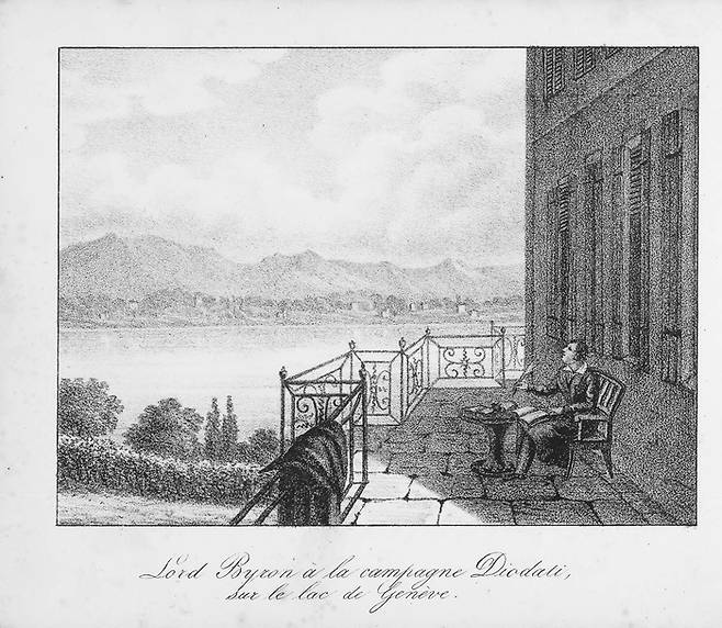 “무서운 이야기를 하기 좋은 날씨군.” 스위스 제네바 별장 빌라 다오다티에서 글을 짓는 바이런.