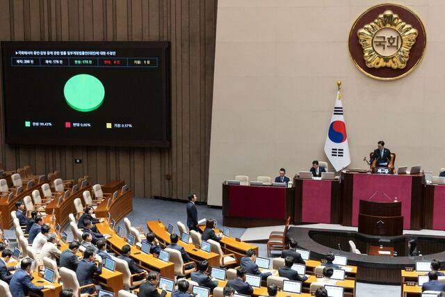 29일 국회 본회의에서 전날 상정된 국회에서의 증언·감정법 일부 개정 법률안 대안에 대한 수정안이 여당 주도로 통과되고 있다. 연합뉴스