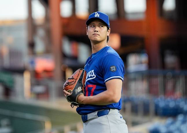 4일 훈련하고 있는 오타니. /사진=LA 다저스 공식 SNS