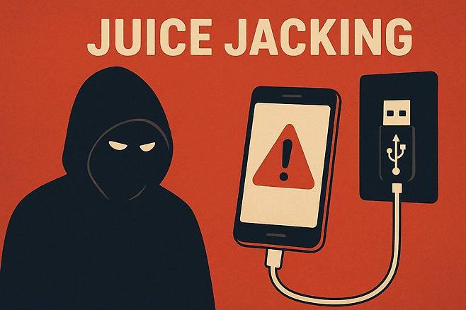 주스 재킹은 해커가 공공 USB를 통해 충전하는 기기에서 데이터를 탈취하는 수법이다 / 출처=AI 생성 이미지