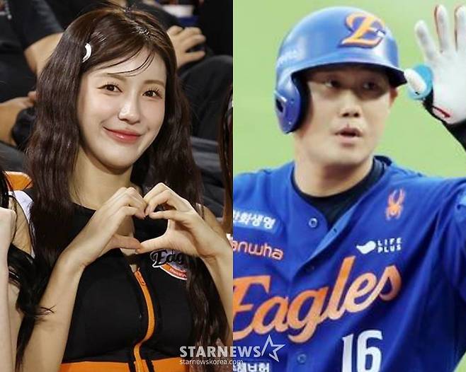 치어리더 김연정(왼쪽), 한화 이글스 내야수 하주석 /사진=스타뉴스