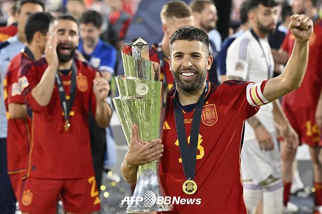 스페인 국가대표로 활약하며 지난 2022~2023 유럽축구연맹(UEFA) 네이션스리그 우승을 이끌었던 조르디 알바. /AFPBBNews=뉴스1