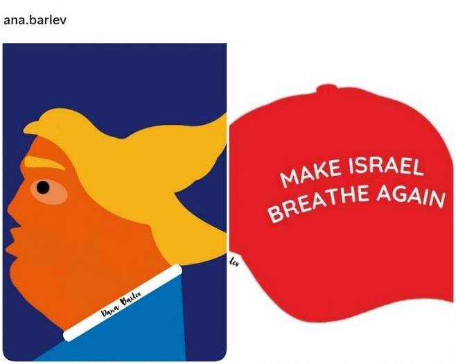 트럼프 대통령에 감사 메시지를 올린 이스라엘 만화 작가. 다나 브르레브 인스타그램