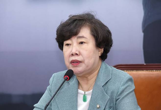 조배숙 국민의힘 사법정의수호 및 독재저지 특별위원회 위원장이 지난 9월 8일 오전 국회에서 열린 전체회의에서 발언을 하고 있다. ⓒ뉴시스